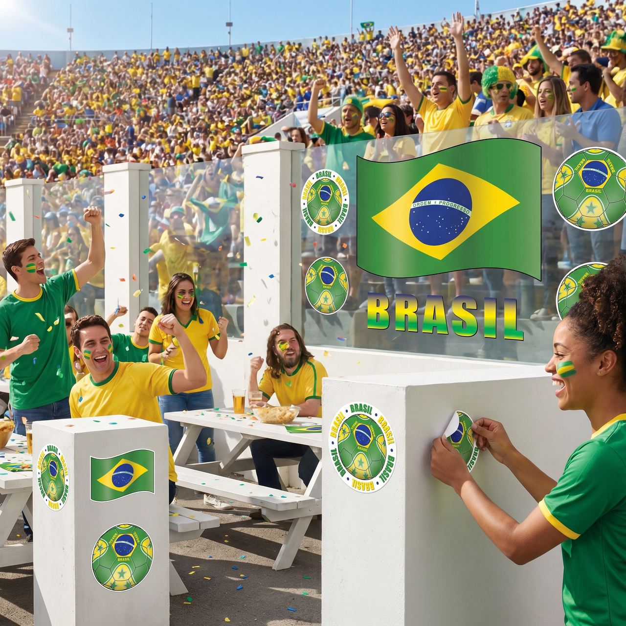 Brazil Soccer Peel 'N Place Decals - 6 Stickers per Sheet