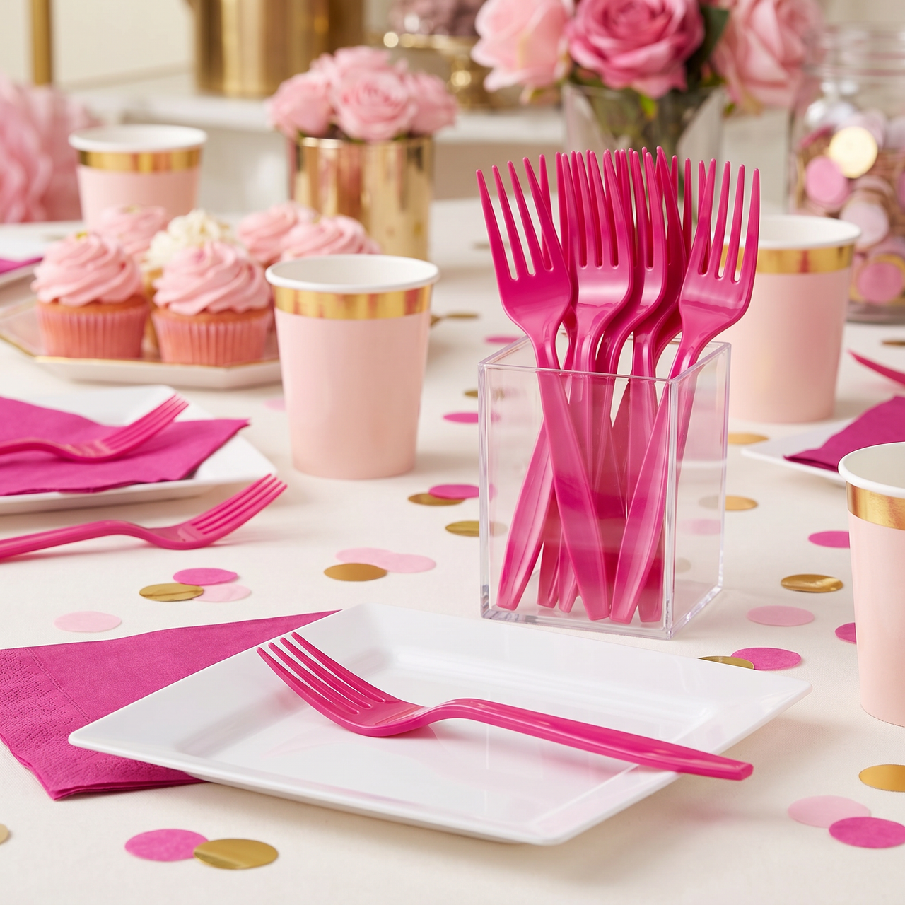 Hot Magenta Plastic Forks (288 per Case)