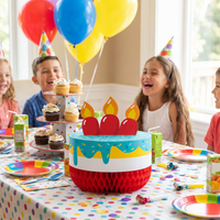 Bubbly Birthday Honeycomb Centerpiece w/ Attachment (12 per Case)