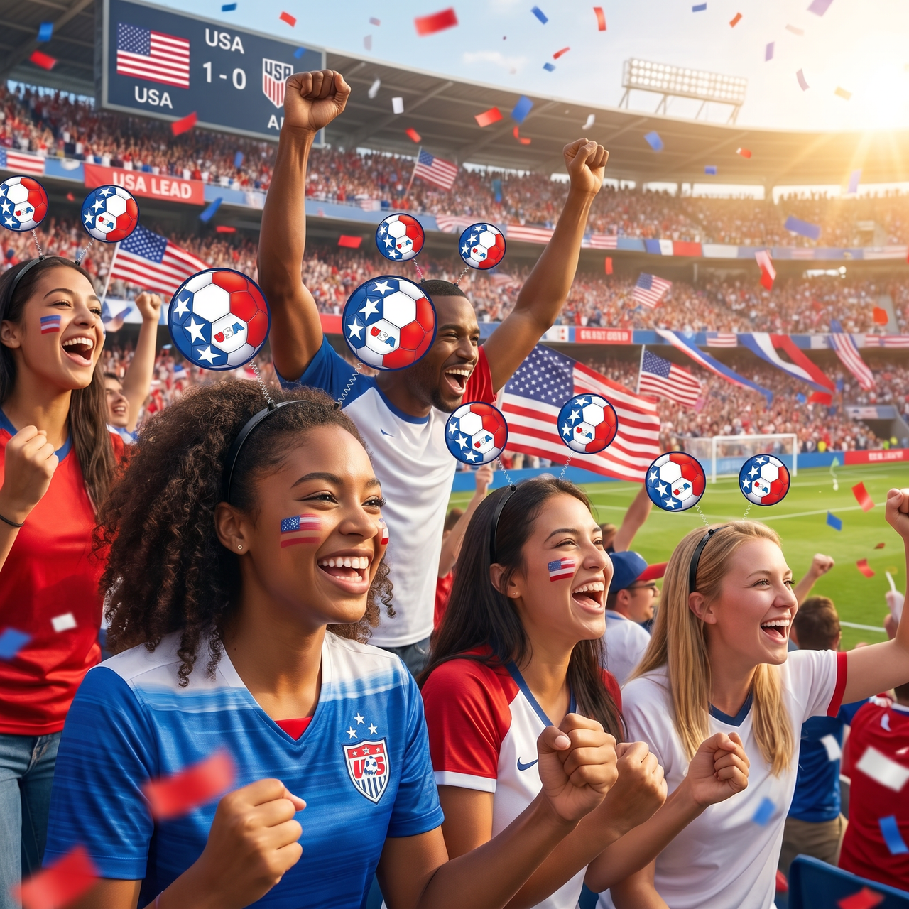 Soccer Ball Boppers Headband - USA Sports Fan Accessory
