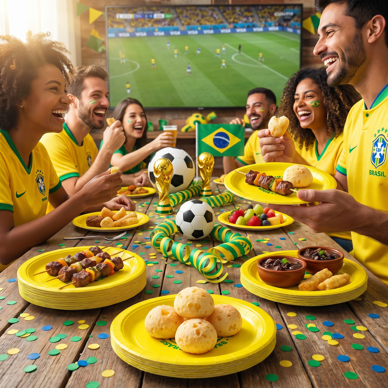 Brazil Soccer Party Plates - 9-inch Dinner Plates (8-count)
