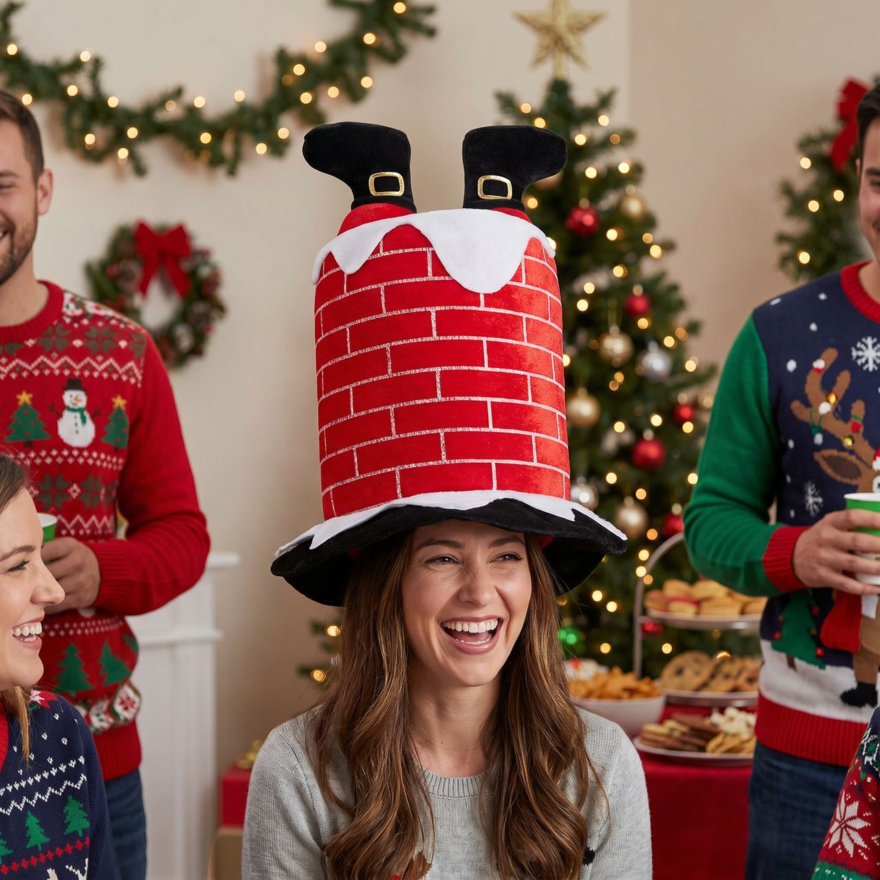 Christmas Plush Santa Chimney Hat