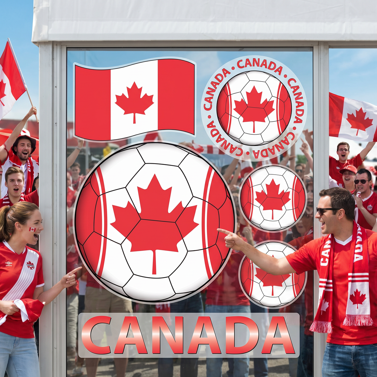 Canada Soccer Peel 'N Place Decals - 6 Stickers per Sheet