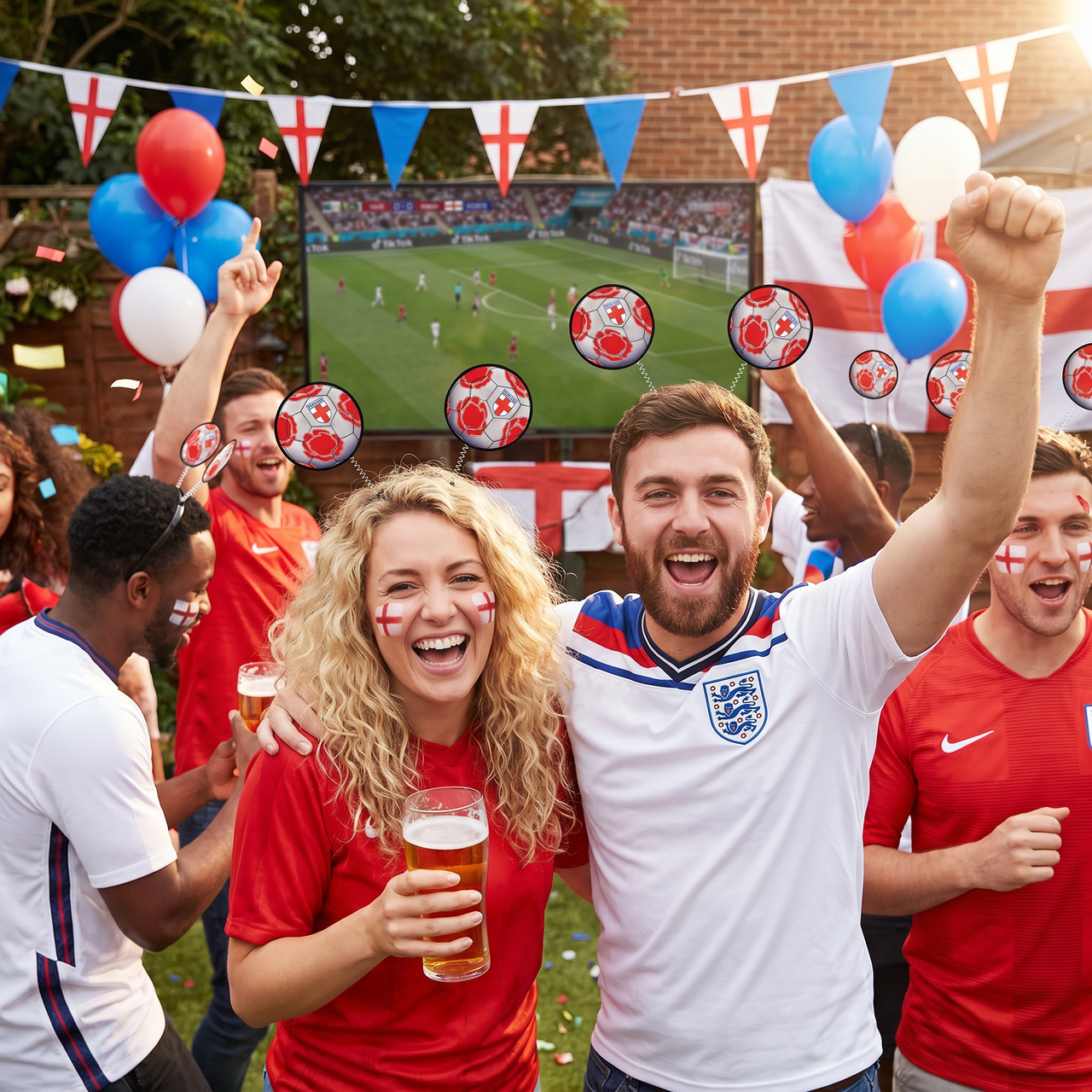 England Soccer Boppers Headband - Sports Fan Accessory