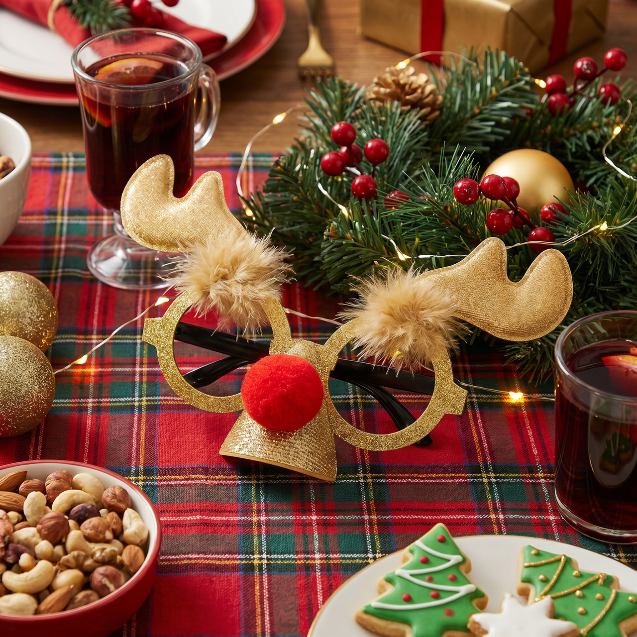 Christmas Glittered Reindeer Glasses