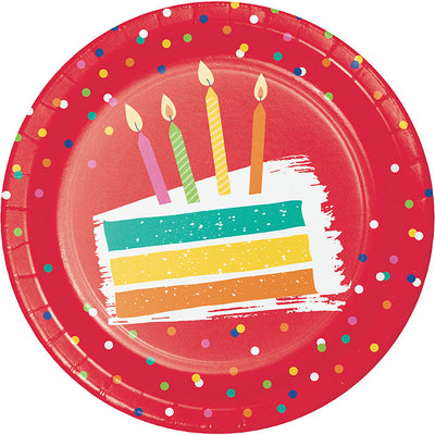 96 pc Bulk Festive Cake Dessert Plates - Birthday Party Supplies by Creative Converting