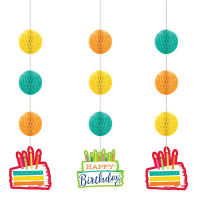 36 pc Bulk Festive Cake Hanging Cutouts - Birthday Party Supplies by Creative Converting