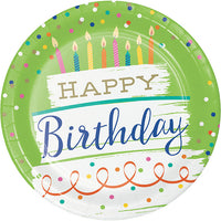 96 pc Bulk Festive Cake Happy Birthday Dinner Plates - Birthday Party Supplies by Creative Converting