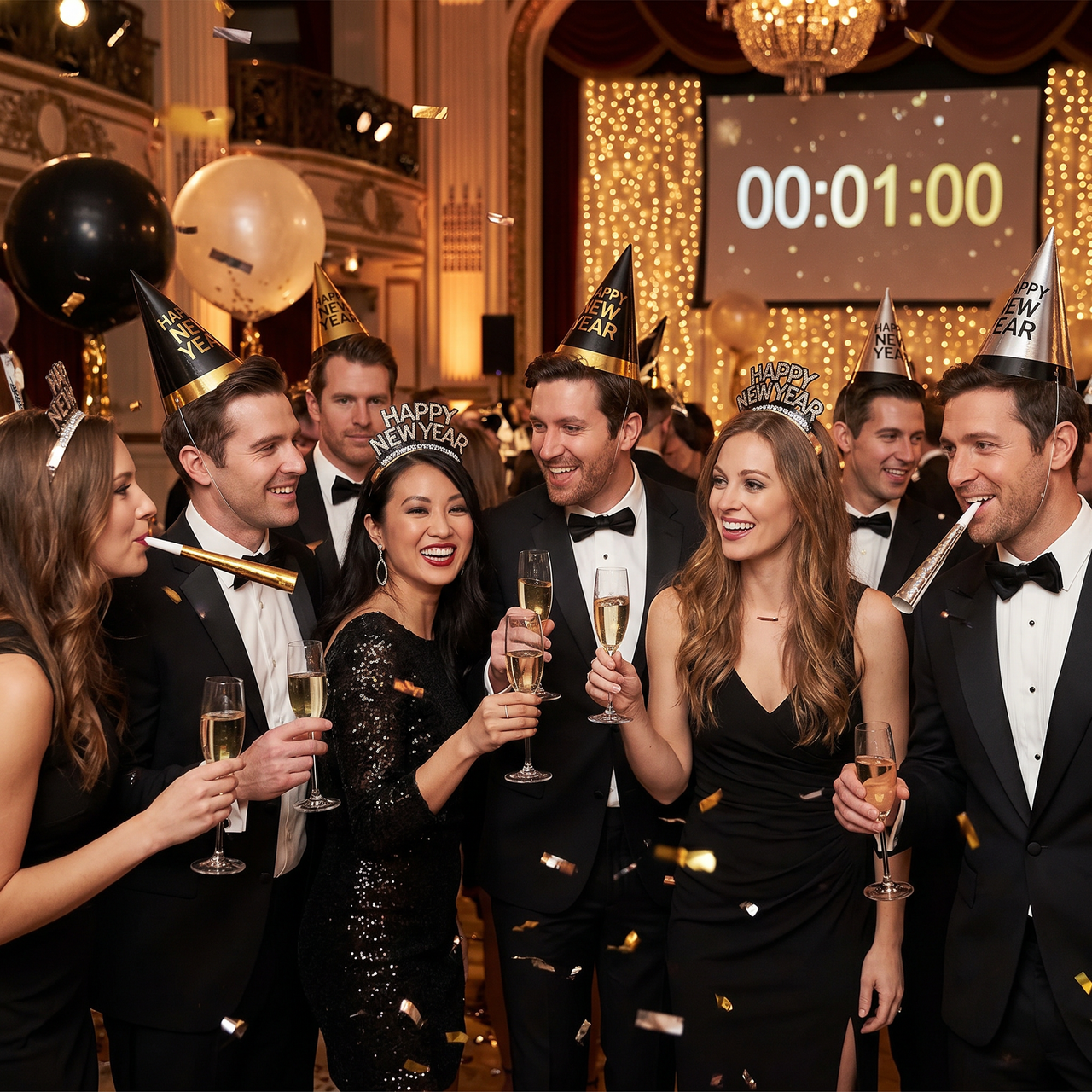 Black Silver Gold New Year Wearables Kit for 10 (6 Kits per Case)
