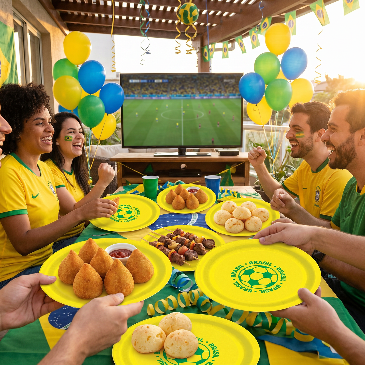 Brazil Soccer Party Plates - 9-inch Dinner Plates (8-count)