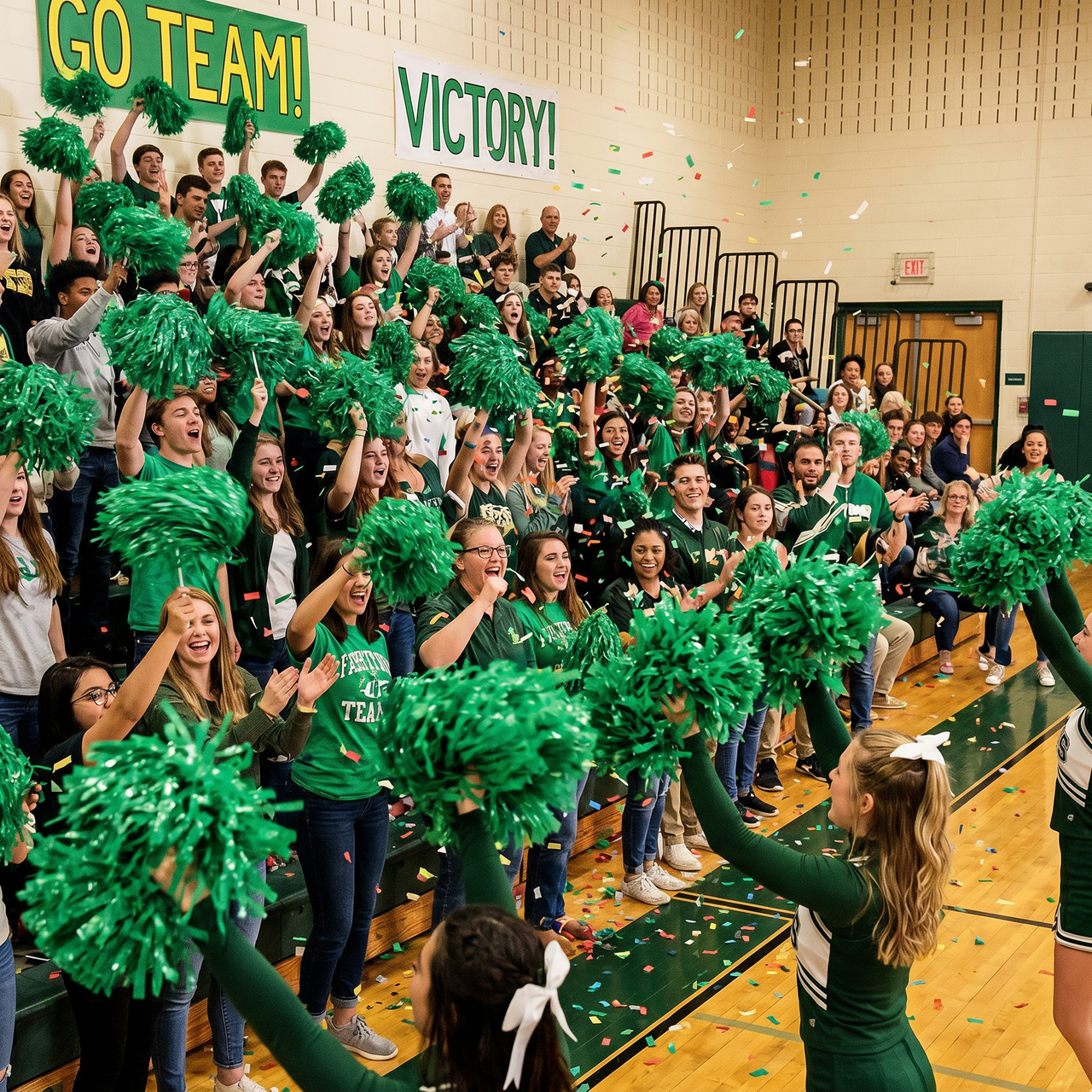 Cheerleading Supplies Green Poly Pom Poms 512 Strand