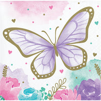 192 pc Bulk Shimmering Butterfly Beverage Napkins - Birthday Party Supplies by Creative Converting