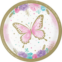 96 pc Bulk Shimmering Butterfly Dessert Plates - Birthday Party Supplies by Creative Converting