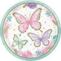 96 pc Bulk Shimmering Butterfly Dinner Plates - Birthday Party Supplies by Creative Converting