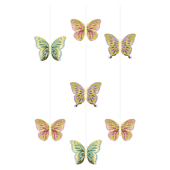 36 pc Bulk Shimmering Butterfly Hanging Cutouts - Birthday Party Supplies by Creative Converting
