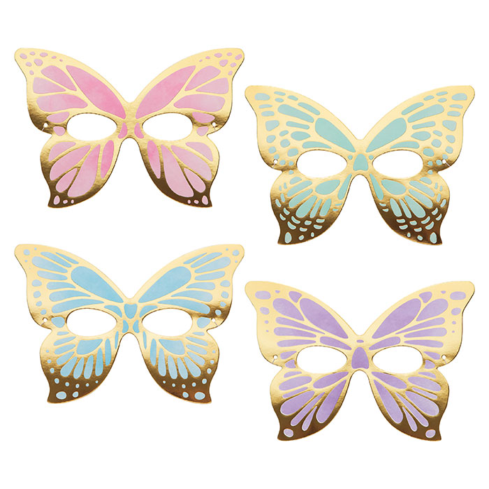 48 pc Bulk Shimmering Butterfly Paper Masks - Birthday Party Supplies by Creative Converting