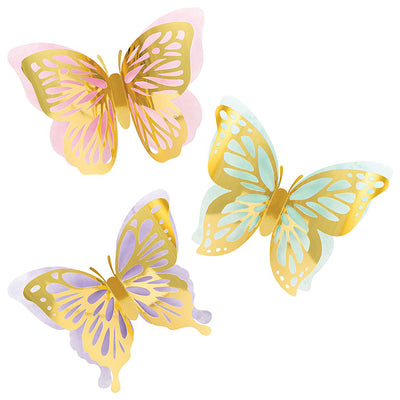 18 pc Bulk Shimmering Butterfly Wall Decor - Birthday Party Supplies by Creative Converting