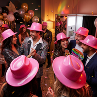 Pink Plastic Fedora - One Size Fits Most Party Hat
