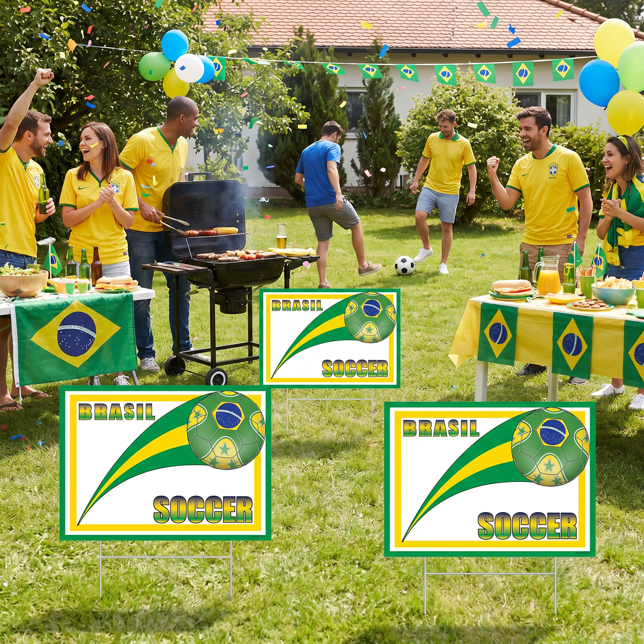 Brasil Soccer Yard Sign - All-Weather Plastic with H-Stake