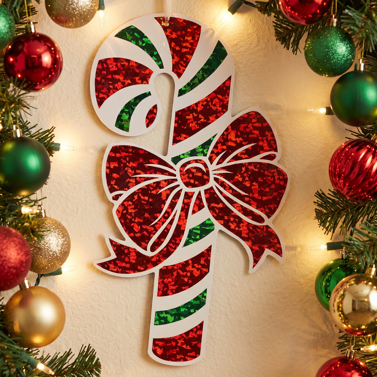 Christmas Prismatic Candy Cane Cutout