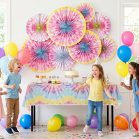 Tie Dye Party Paper Fans (18 per Case)