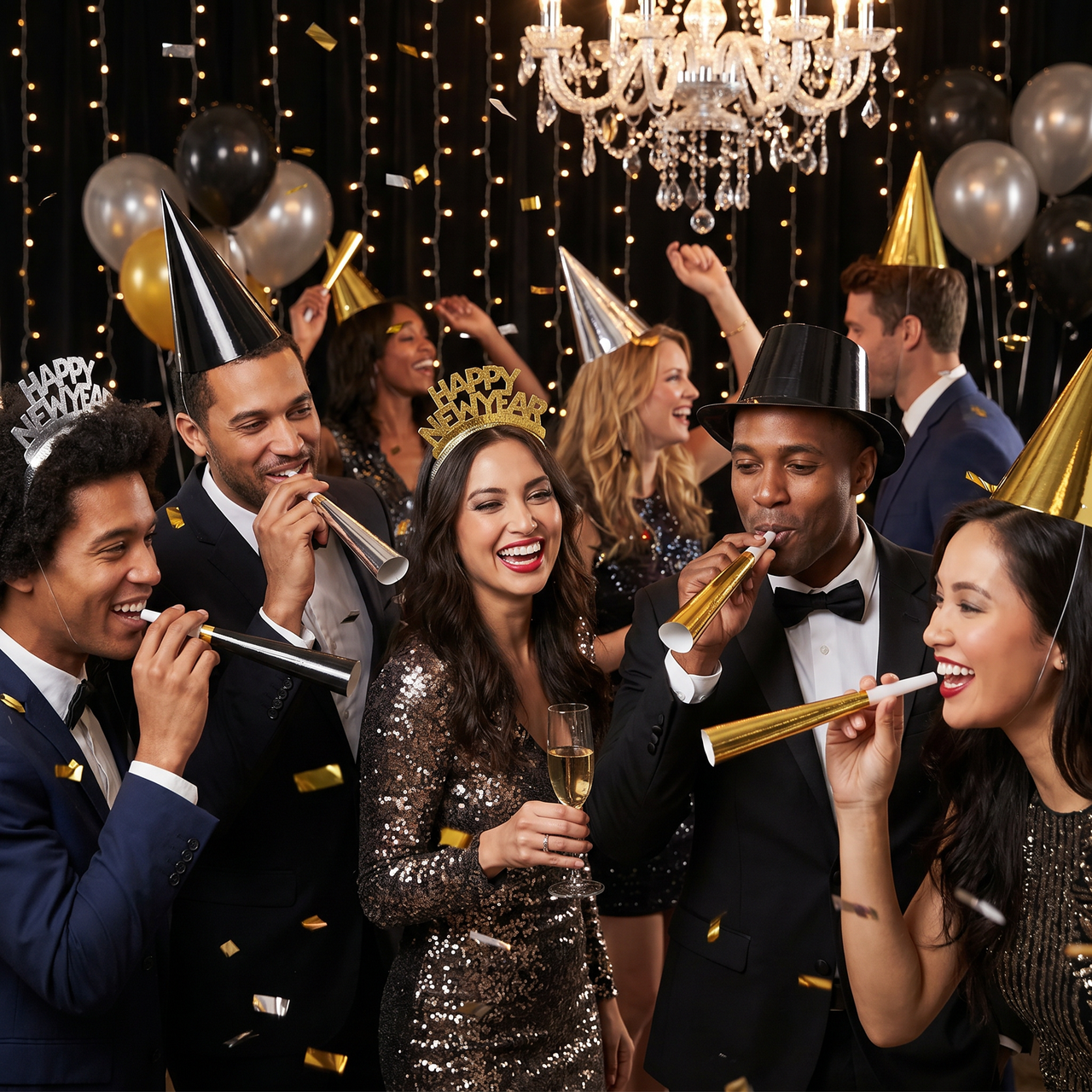 Black Silver Gold New Year Wearables Kit for 10 (6 Kits per Case)