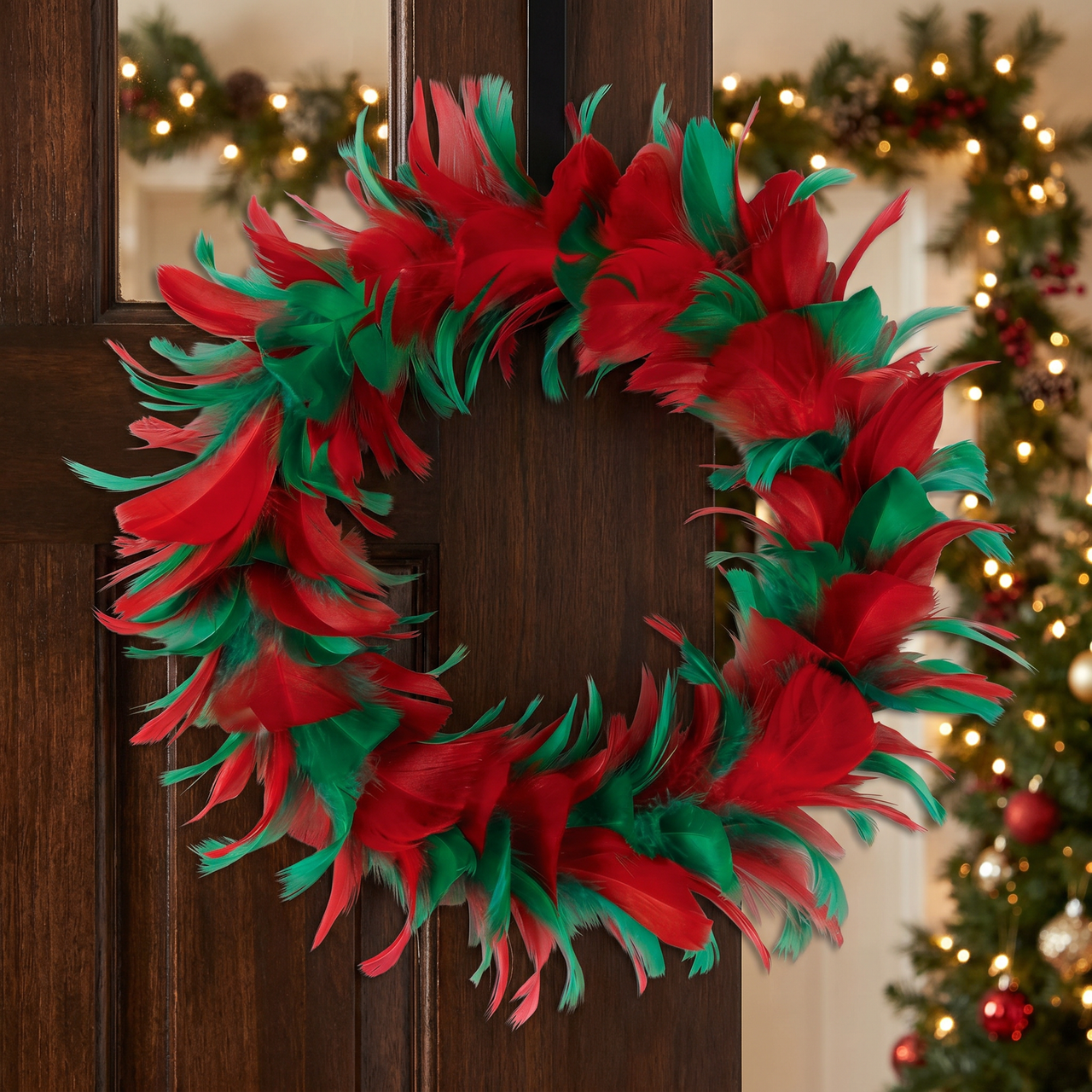 12 inch Christmas Fancy Wreath - red & green