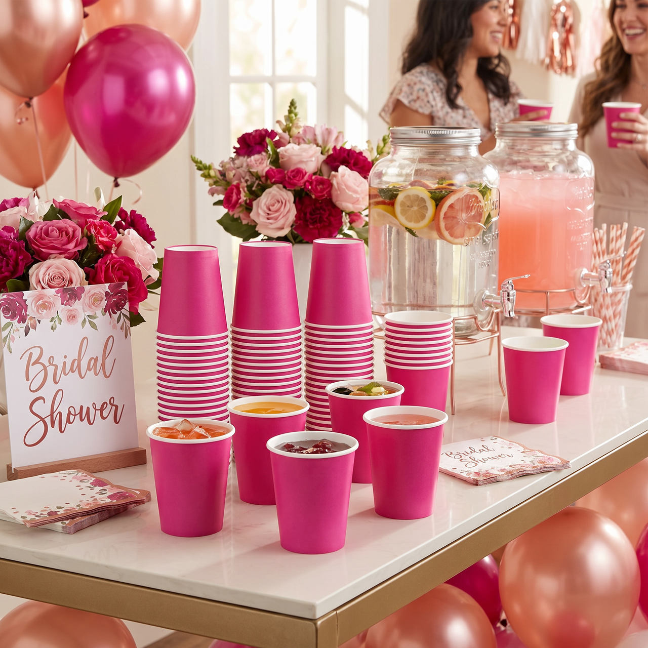 Hot Magenta 9 oz Hot & Cold Paper Cups (240 per Case)