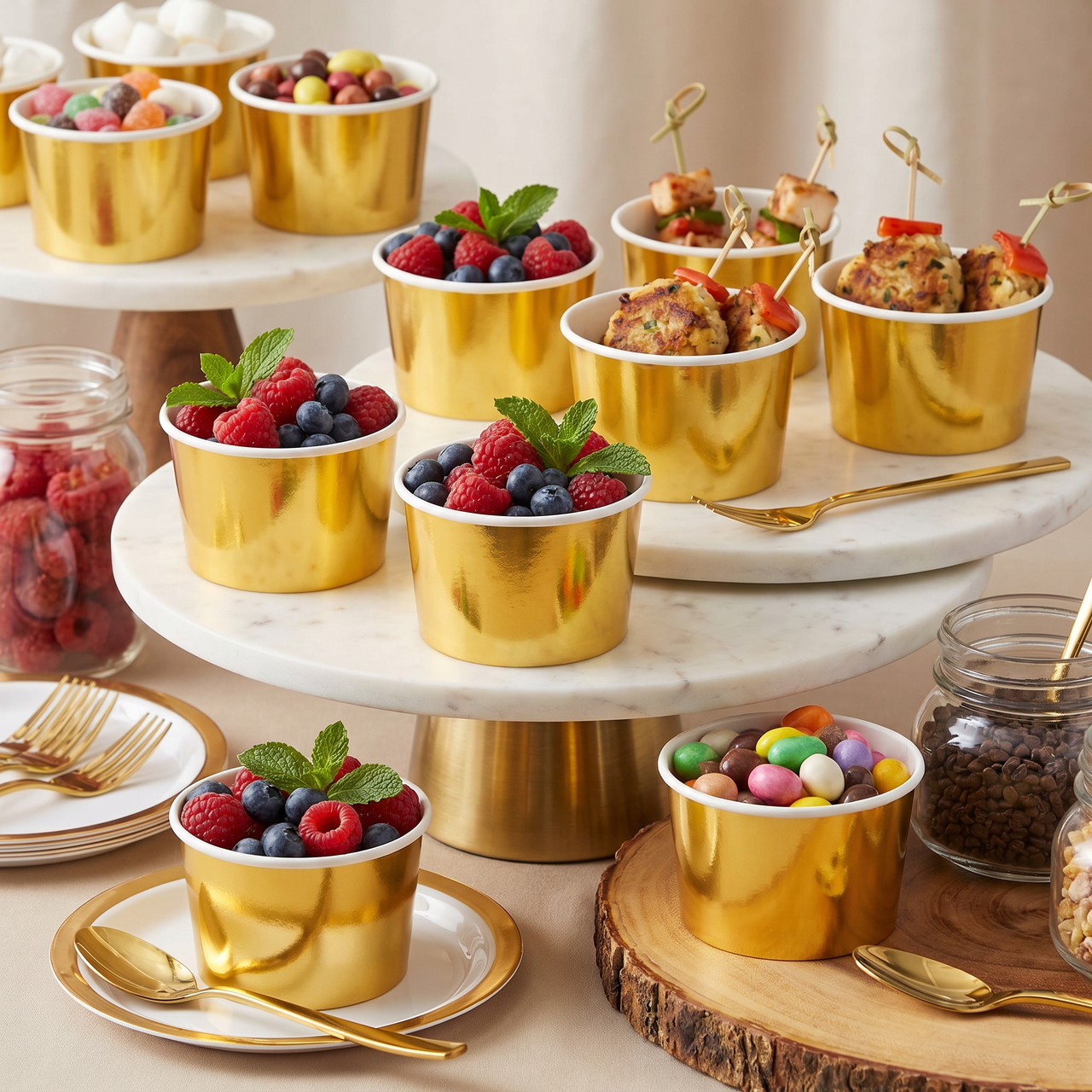 Gold Foil Paper Treat Cups (96 per Case)
