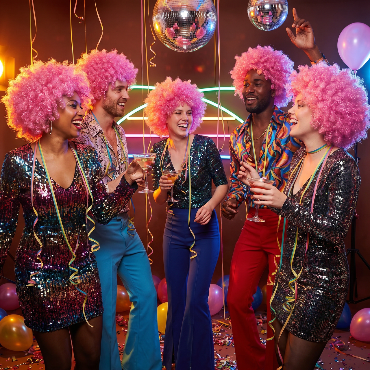 Pink Curly Wig - Spirit Colors & School Spirit Fun!