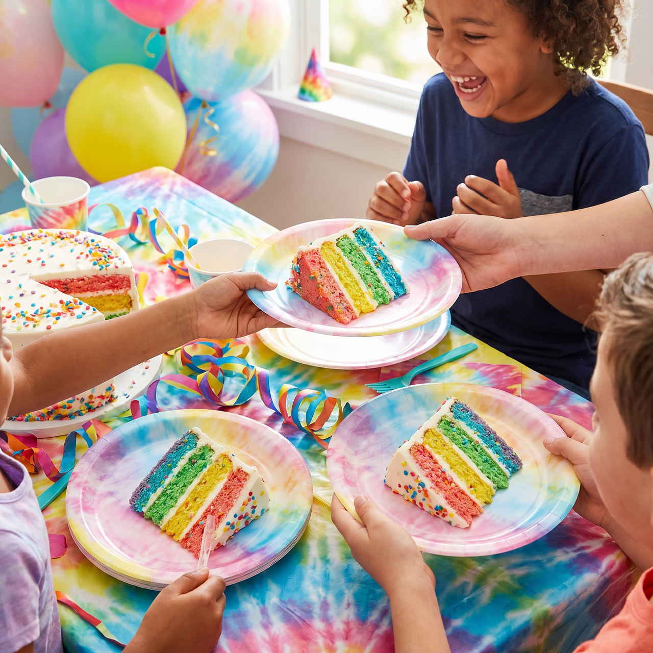 Tie Dye Party Paper Dessert Plates (96 per Case)