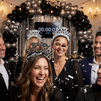 New Year's Eve Black and Silver Foil Glitter Tiaras (50 per Case)