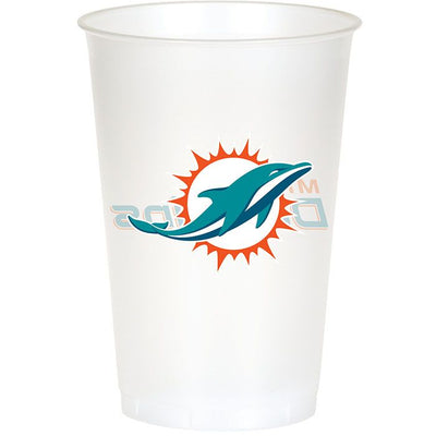 96/Case Bulk Miami Dolphins 20 oz Plastic Cups