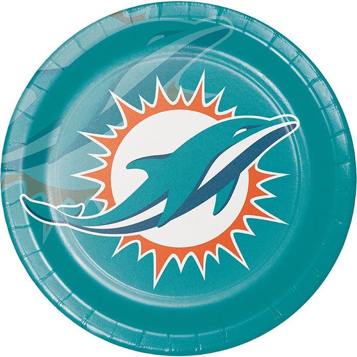 96 pc Bulk Miami Dolphins Dinner Plates - Sports Party Supplies by Creative Converting