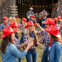Red Plastic Cowboy Hat - One Size Fits Most