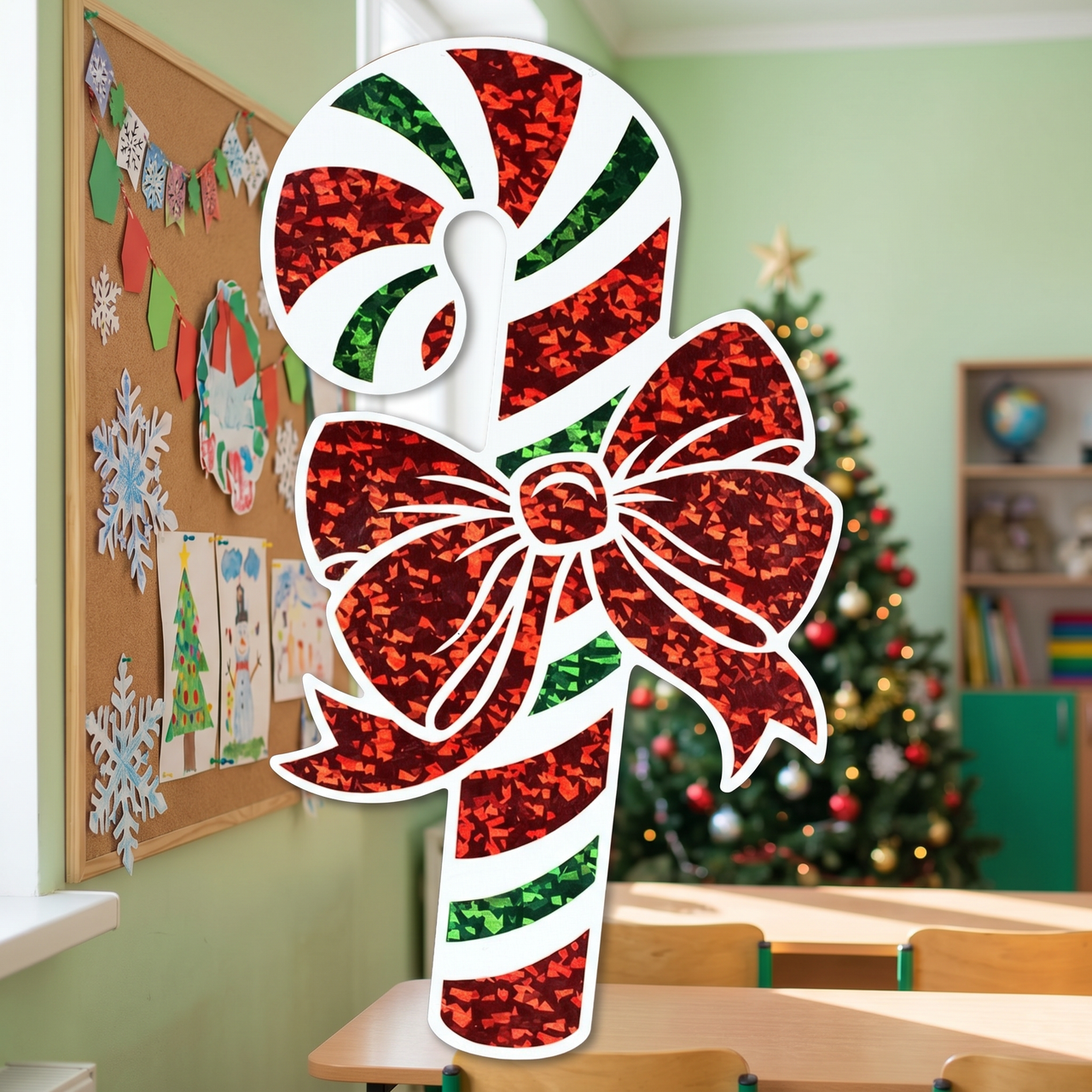 Christmas Prismatic Candy Cane Cutout