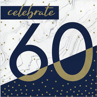 192 pc Bulk Navy and Gold 60th Birthday Luncheon Napkins - Birthday Party Supplies by Creative Converting
