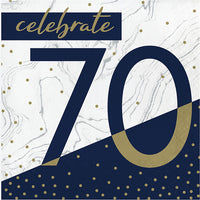 192 pc Bulk Navy and Gold 70th Birthday Luncheon Napkins - Birthday Party Supplies by Creative Converting