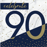 192 pc Bulk Navy and Gold 90th Birthday Luncheon Napkins - Birthday Party Supplies by Creative Converting