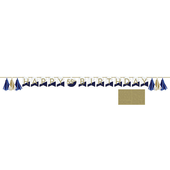 12 pc Bulk Navy and Gold Birthday Banners - Birthday Party Supplies by Creative Converting