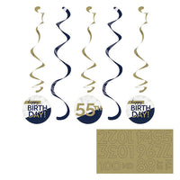 30 pc Bulk Navy and Gold Birthday Dizzy Danglers - Birthday Party Supplies by Creative Converting