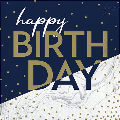 192 pc Bulk Navy and Gold Birthday Luncheon Napkins - Birthday Party Supplies by Creative Converting