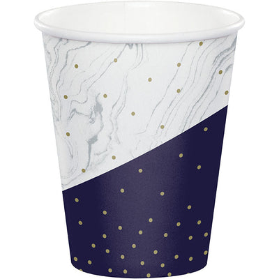 96 pc Bulk Navy and Gold Birthday Paper Cups - Birthday Party Supplies by Creative Converting