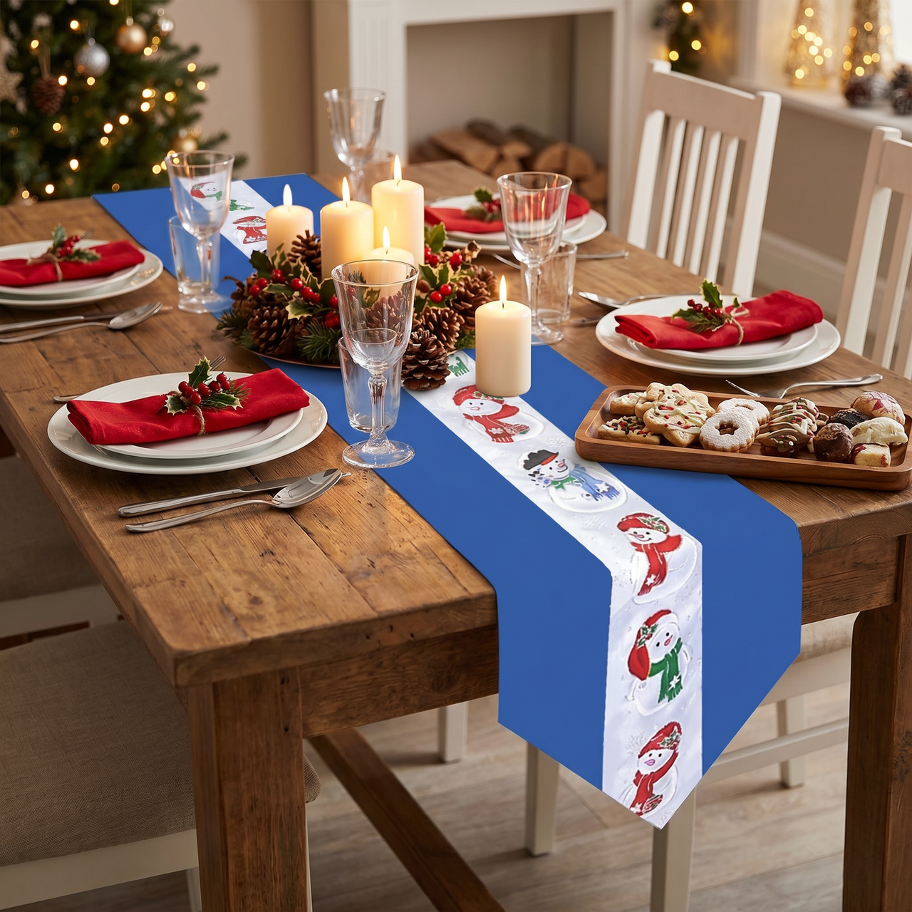Christmas Snowman Fabric Table Runner