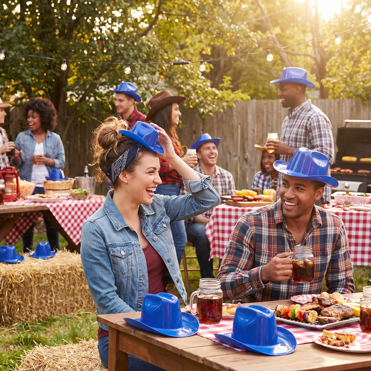 Blue Miniature Cowboy Hats - 3 Pack for Parties & Spirit