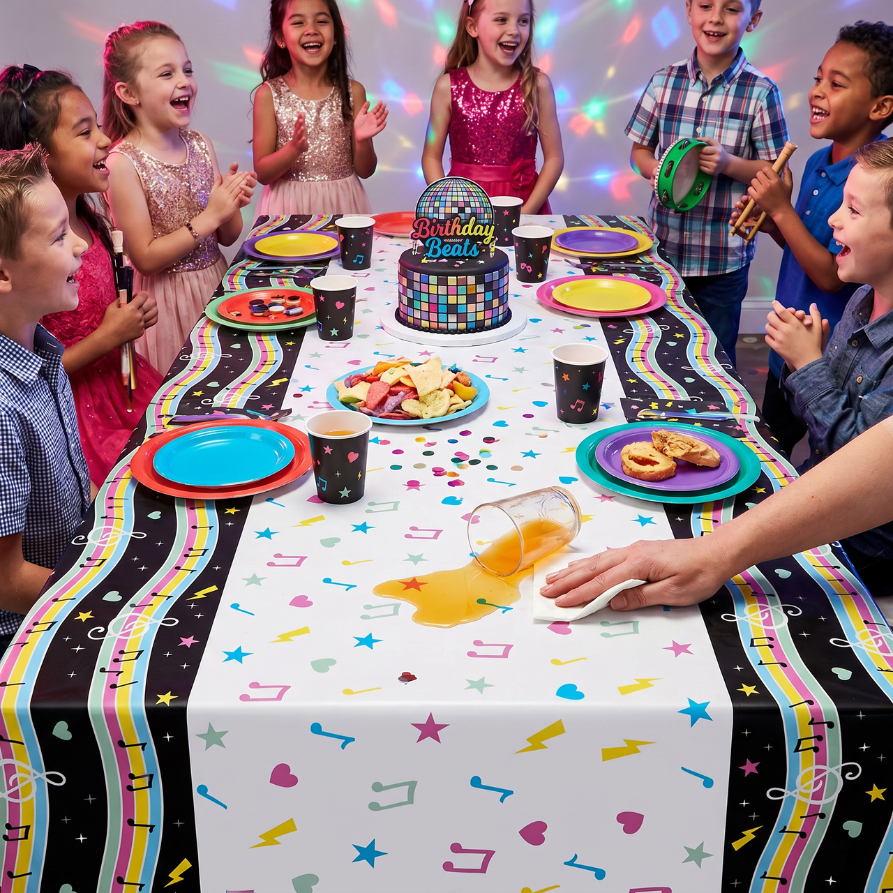 Birthday Beats Disco Party Paper Tablecloths (Case of 6)