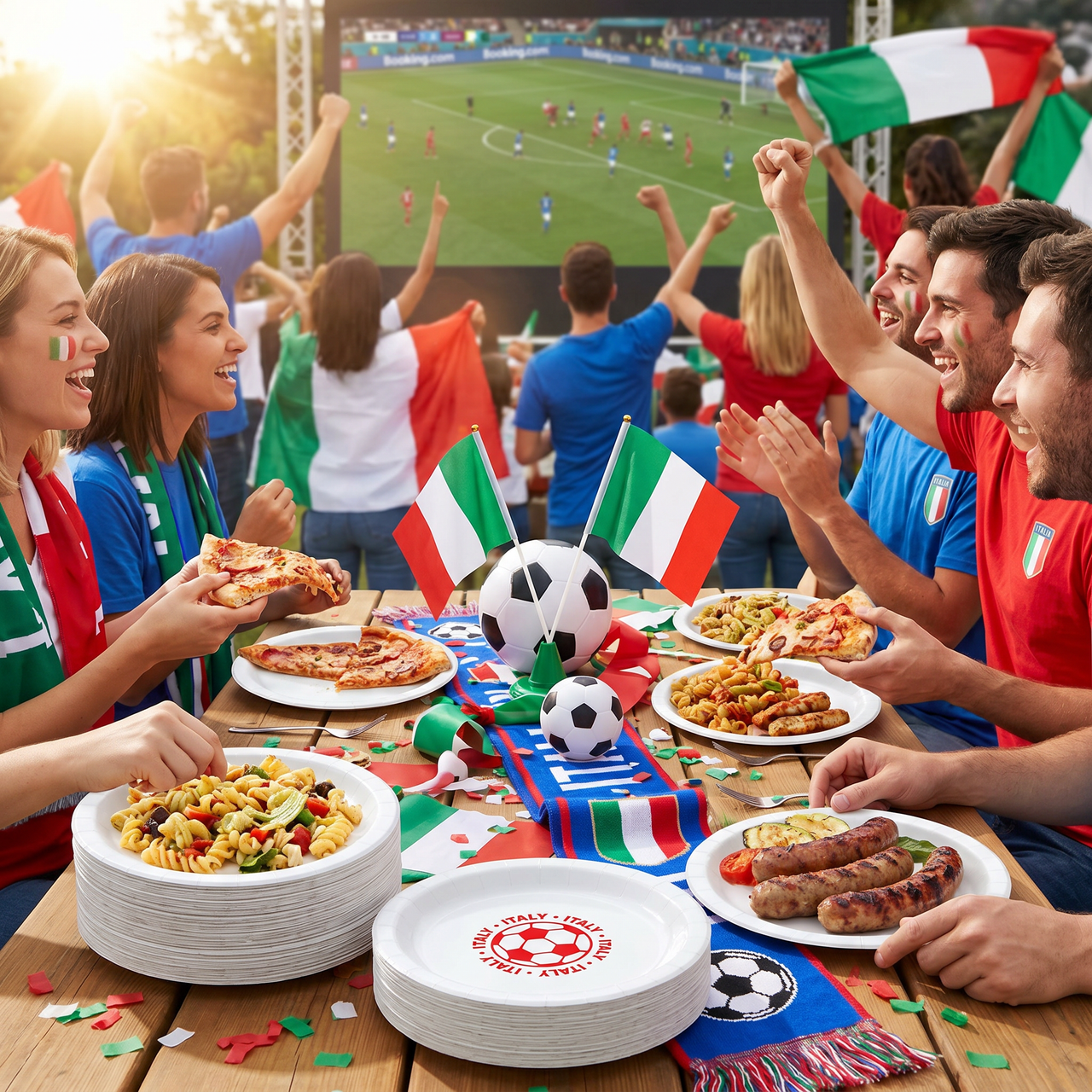 Italy Soccer Plates - 9 inch Dinner Plates (8-Pack)
