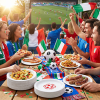 Italy Soccer Plates - 9 inch Dinner Plates (8-Pack)