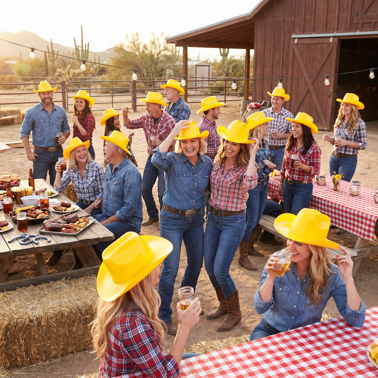 Yellow Plastic Cowboy Hat - One Size Fits Most