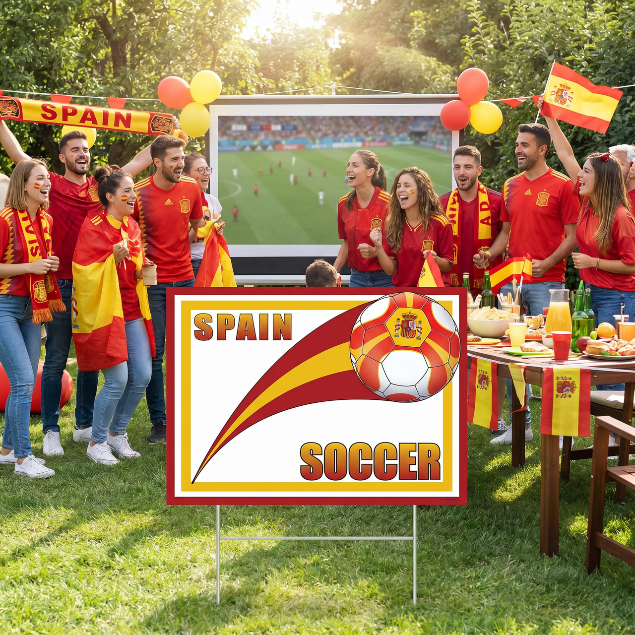 Spain Soccer Yard Sign - All-Weather Plastic with H-Stake